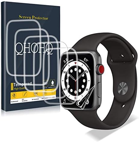 [6 חבילה] מגן מסך QHOHQ לסדרת Apple Watch 6/Watch SE 44 ממ, [כיסוי מלא] [ללא בועה] TPU גמיש אנטי-סקרט סרט